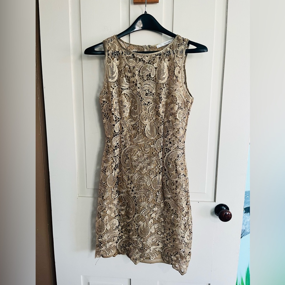 Fun 2 Fun Gold Lace Mini Dress